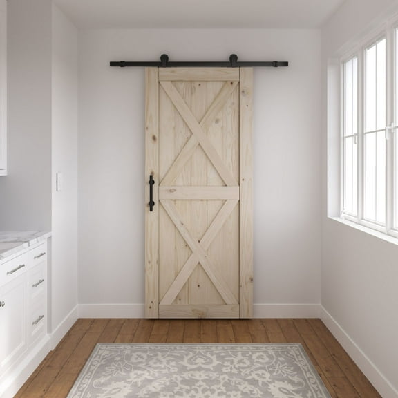 Miseno Mbd7036 36" X 84" Unfinished Pine Double X-Brace Barn Door Slab Only - Unfinished