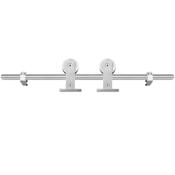 Miseno Mbdh0606x78 78-3/4" Single Roller Round Rod Barn Door Hardware Kit - Stainless
