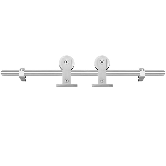 Miseno Mbdh0606x96 96" Single Roller Round Rod Barn Door Hardware Kit - Stainless Steel