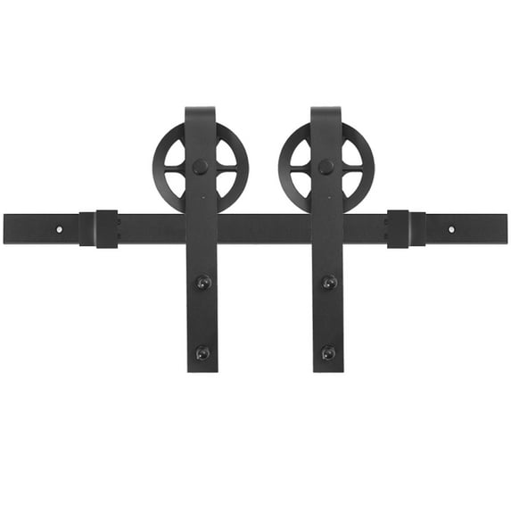Miseno Mbdh1005x78 78-3/4" Large Wheel Bent Strap Barn Door Hardware Kit - Black