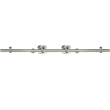 Miseno Mbdh5606x78 78-3/4" Twin Roller Round Rod Barn Door Hardware Kit - Stainless Steel