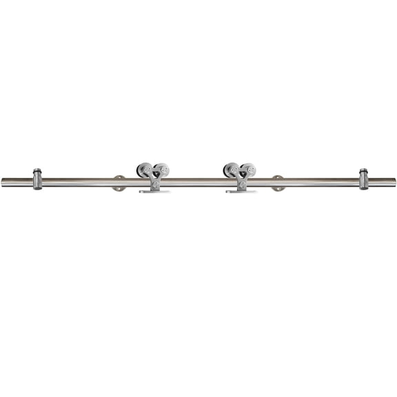 Miseno Mbdh5606x96 96" Twin Roller Round Rod Barn Door Hardware Kit - Stainless Steel