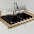 thumbnail image 1 of Miseno MCI25-4TM-78 33" Double Basin Drop In Cast Iron Kitchen Sink; Black, 1 of 6