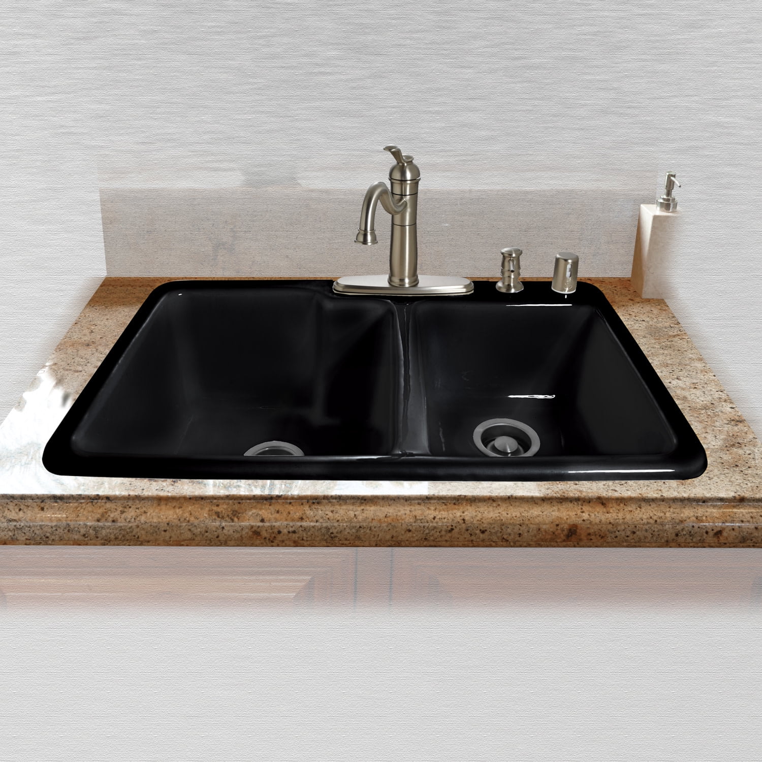 Miseno Mci344Tm 33" Double Basin Drop In Cast Iron Kitchen Sink