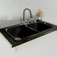 thumbnail image 1 of Miseno MCI67-4TM-78 33" Double Basin Drop In Cast Iron Kitchen Sink; Black, 1 of 5
