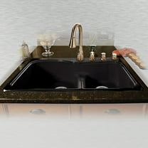 Miseno MCI75-4TM-LD-78 33" Double Basin Drop In Cast Iron Kitchen Sink; Black