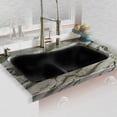 thumbnail image 1 of Miseno MCI76-4UM-LD-78 33" Double Basin Undermount Cast Iron Kitchen Sink; Black, 1 of 6