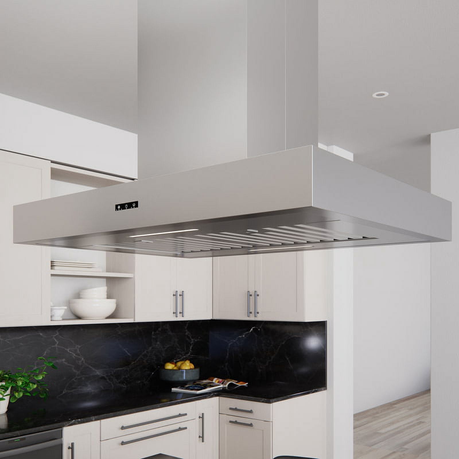Miseno MH10836AS 600 CFM 36" Island Range Hood with LED Controls;Stainless Steel
