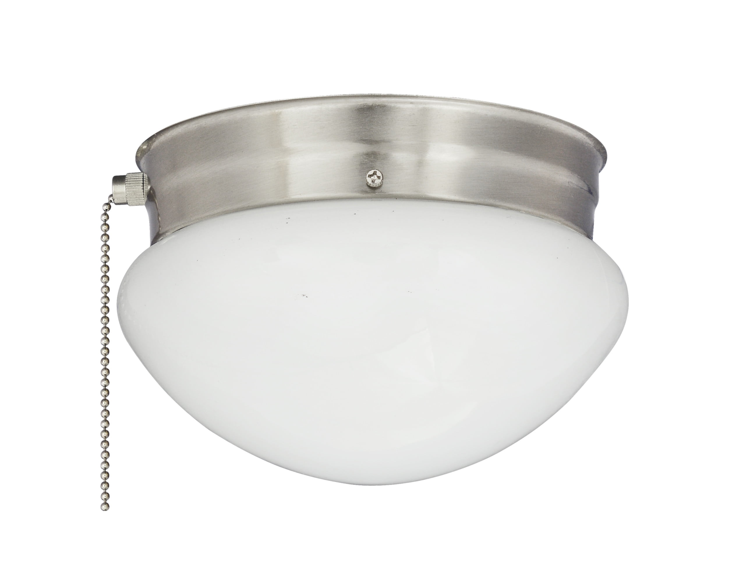 Transitional 8" Frosted Glass Bowl Ceiling Fixture in Brushed Nickel