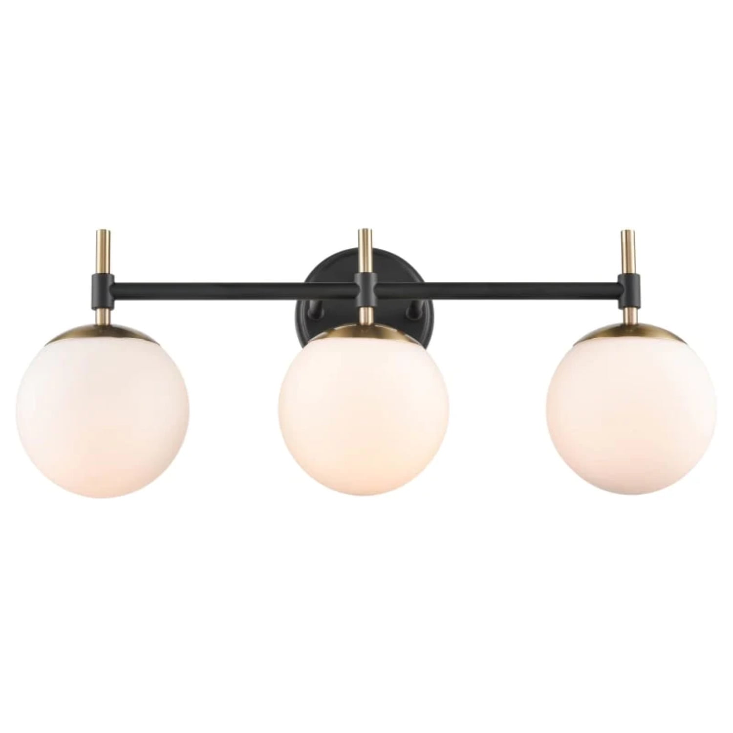 Modern Gold & Matte Black 3-Light 24" Vanity Fixture with Frosted Glass
