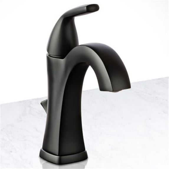 Miseno MNO611FB Elysa-V Single Hole Bathroom Faucet with Brass Pop-Up Drain Assembly & Optional Deck Plate in Flat Black