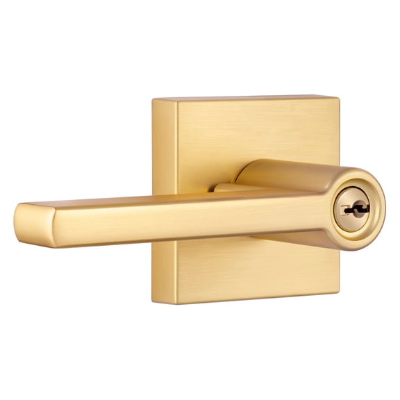 Miseno MLK1022XSB Lorton Flat Bar Single Cylinder Keyed Entry Door Lever Set - Brass