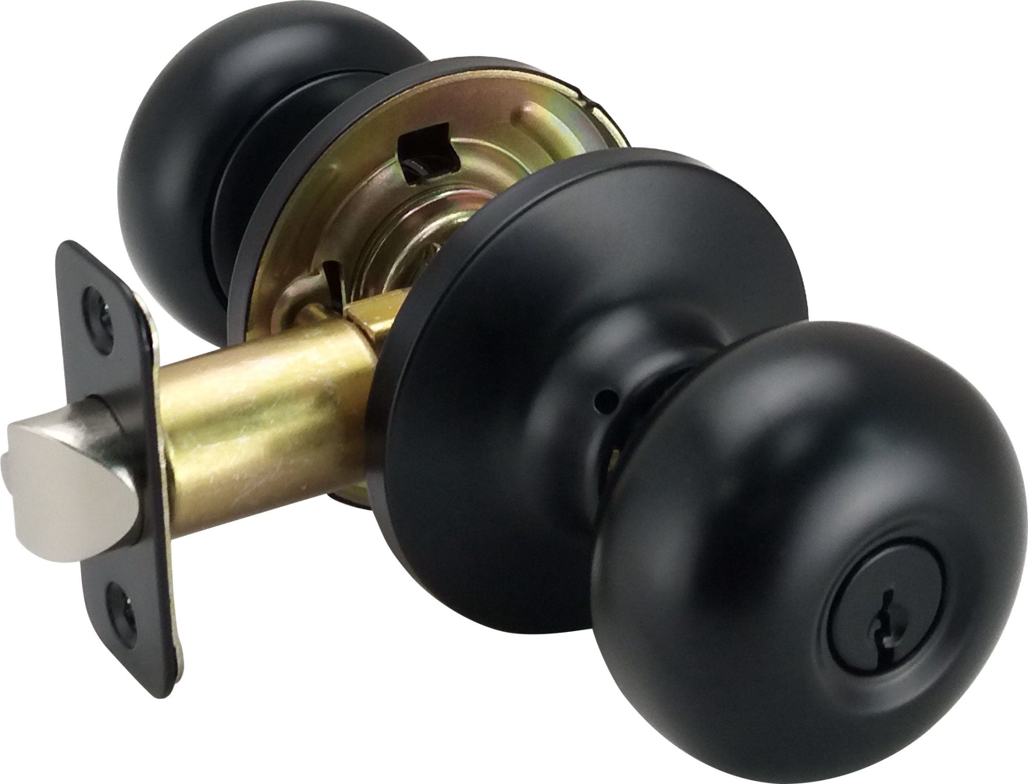 Miseno MLK1030BK Porter Flat Ball Single Cylinder Keyed Entry Door Knob Set - Black