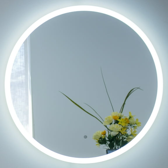 Miseno Mm2020led 20" Diameter Circular Frameless Bathroom Wall Mirror - Silver