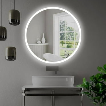 Miseno Mm3636led 36" Diameter Circular Frameless Bathroom Wall Mirror - Silver