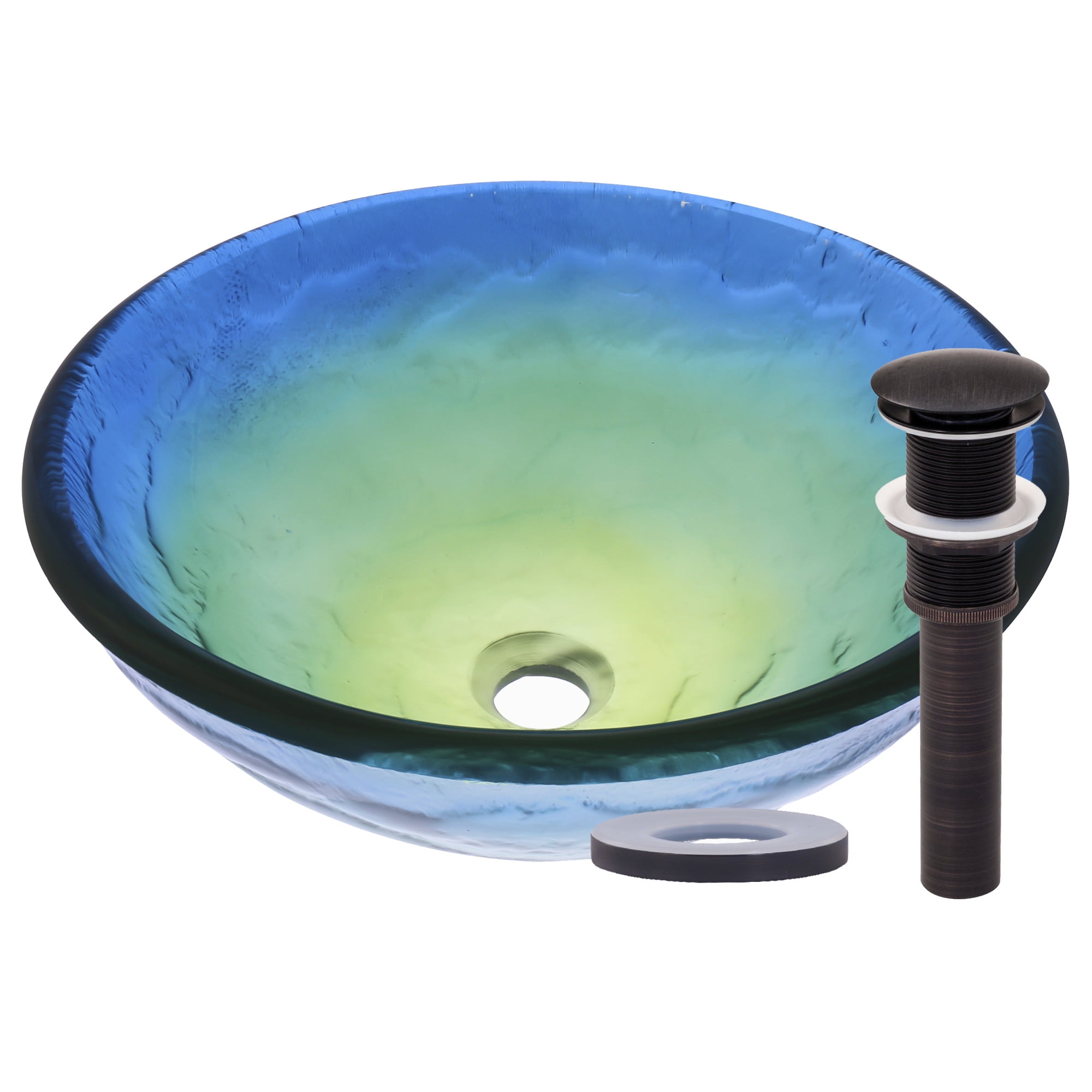Miseno MNO-191-ORB Circular 16-1/2" Glass Bathroom Sink; Oil Rubbed Bronze Drain