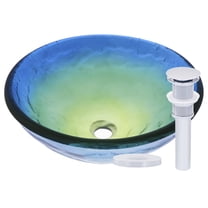 Miseno MNO-191-PC Circular 16-1/2" Glass Bathroom Sink; Polished Chrome Drain