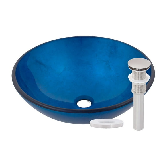 Miseno Mno-231S Circular 16-1/2" Tempered Glass Vessel Bathroom Sink - Nickel