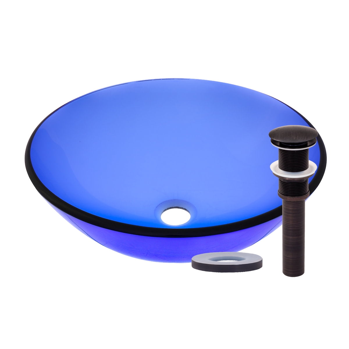 Miseno MNO-5208-ORB Circular 16-1/2" Glass Bathroom Sink;Oil Rubbed Bronze Drain