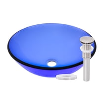 Miseno MNO-5208-BN Circular 16-1/2" Glass Bathroom Sink; Brushed Nickel Drain