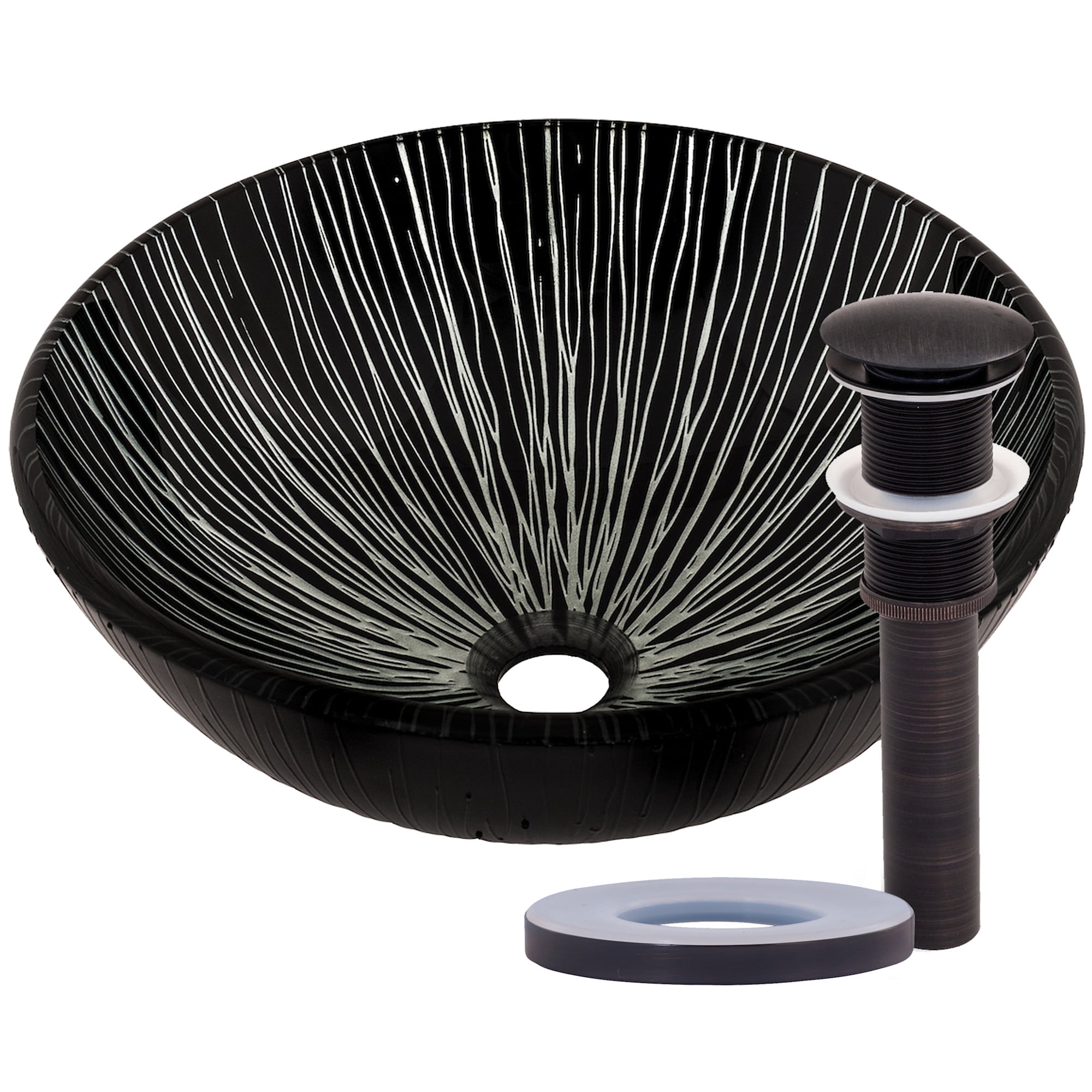 Miseno MNO-530-ORB Circular 16-1/2" Glass Bathroom Sink; Oil Rubbed Bronze Drain