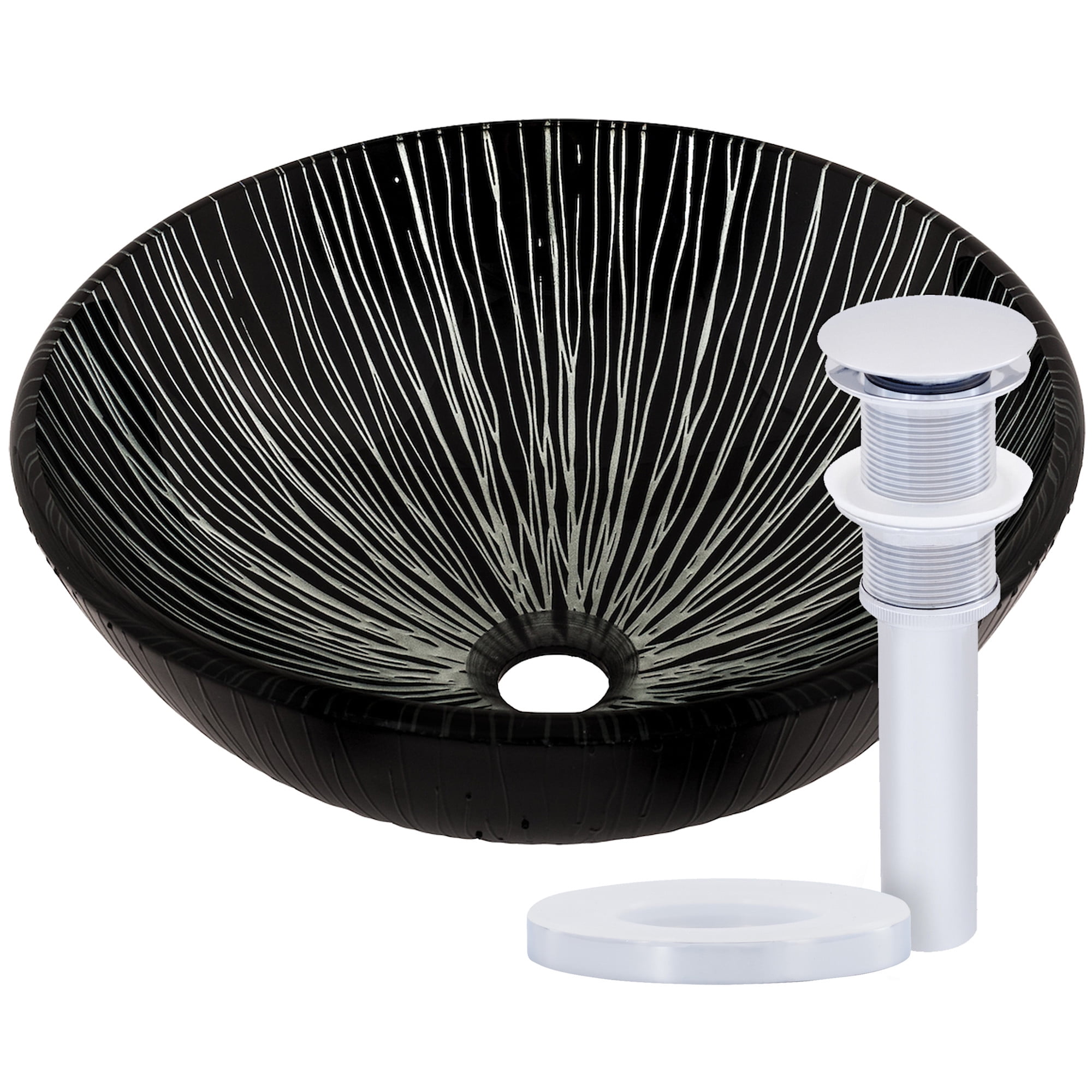 Miseno MNO-530-PC Circular 16-1/2" Glass Bathroom Sink; Polished Chrome Drain