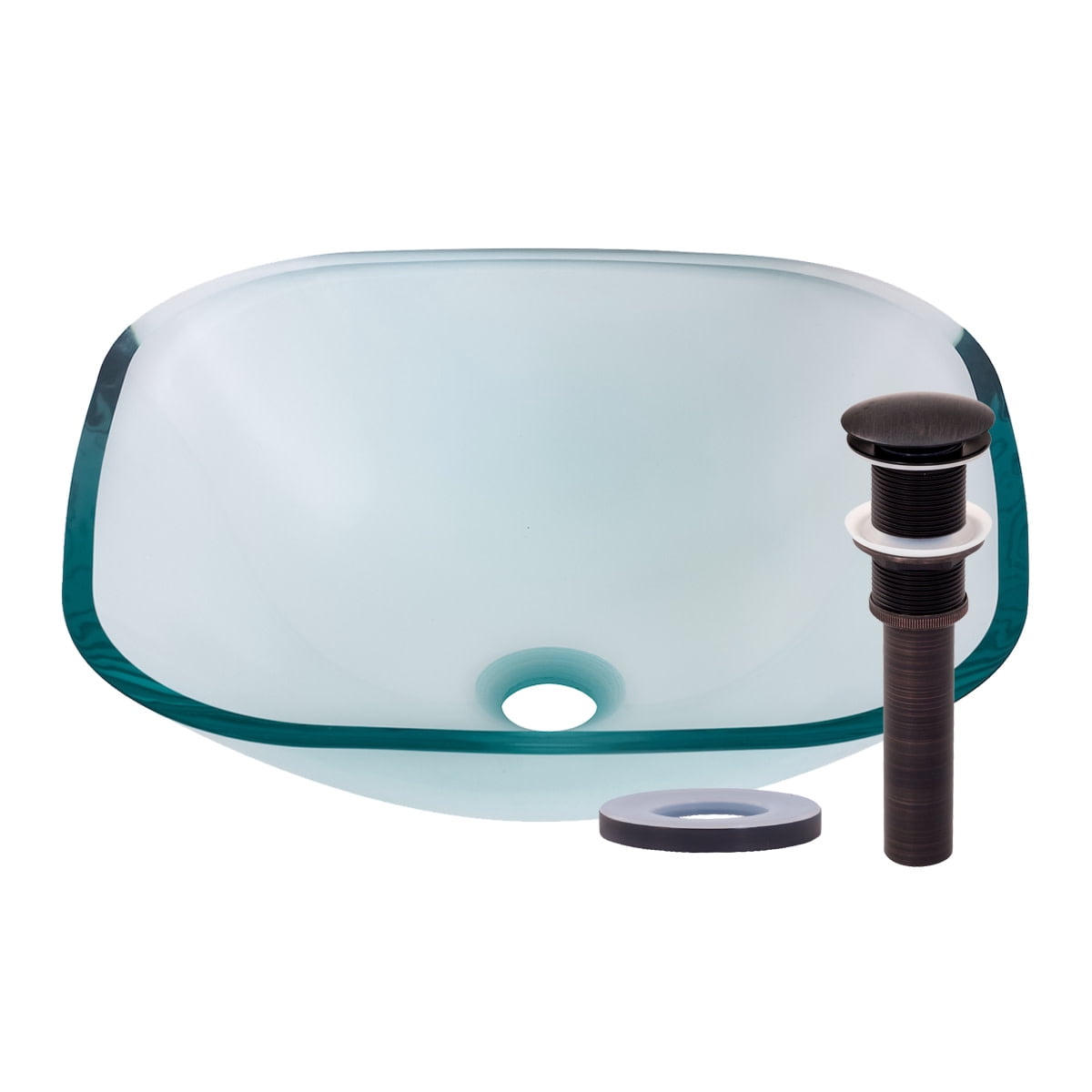 Miseno MNO-7108-ORB Square 16-1/2" Glass Bathroom Sink; Oil Rubbed Bronze Drain