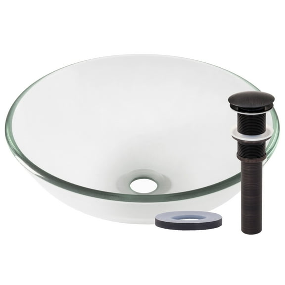 Miseno MNO-8408-ORB Circular 16-1/2" Glass Bathroom Sink;Oil Rubbed Bronze Drain