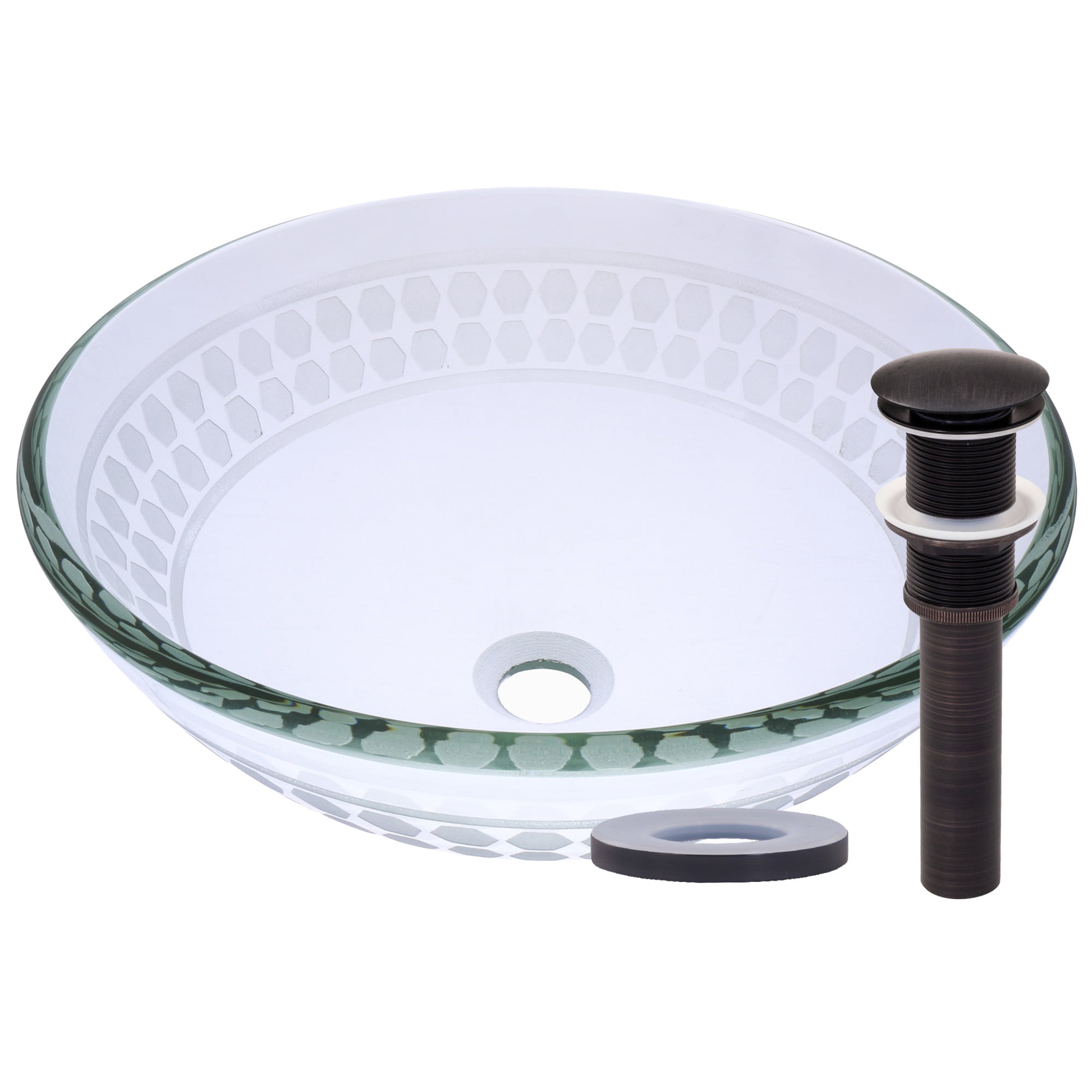 Miseno MNO-851-ORB Circular 16-1/2" Glass Bathroom Sink; Oil Rubbed Bronze Drain