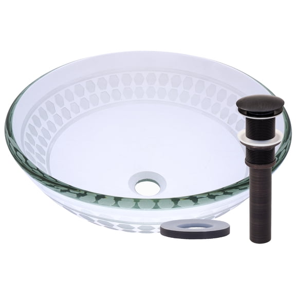 Miseno MNO-851-ORB Circular 16-1/2" Glass Bathroom Sink; Oil Rubbed Bronze Drain