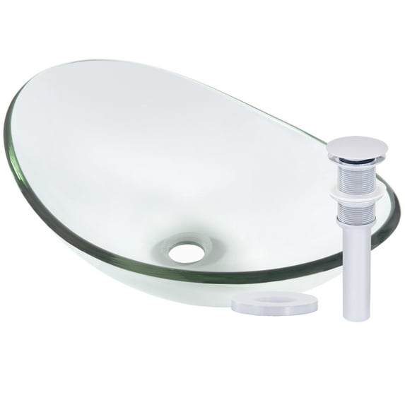 Miseno MNO-C423-PC Oval 21-1/2" Glass Vessel Bathroom Sink;Polished Chrome Drain