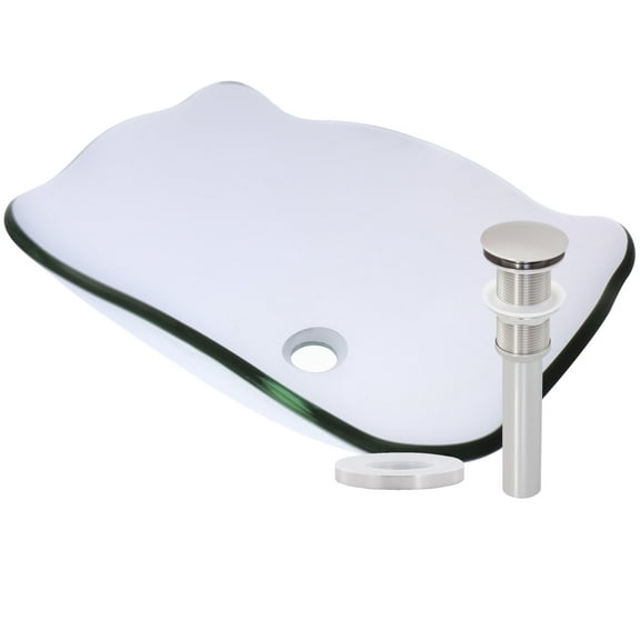 Miseno MNO-C713-BN Oval 20" Glass Vessel Bathroom Sink; Brushed Nickel Drain