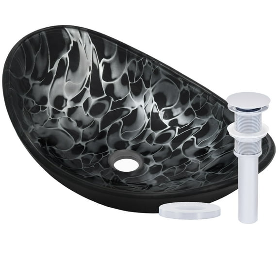 Miseno MNO-G1308210-PC Oval 21-1/2" Glass Bathroom Sink; Polished Chrome Drain