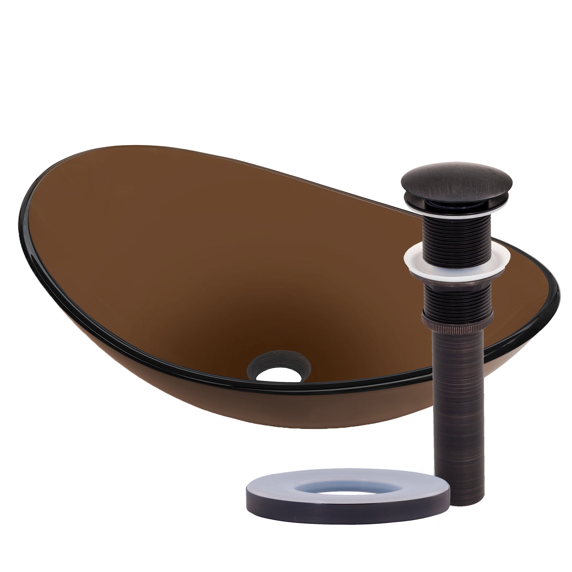 Miseno MNO-G1308520-ORB Oval 21-1/2" Glass Bathroom Sink;Oil Rubbed Bronze Drain