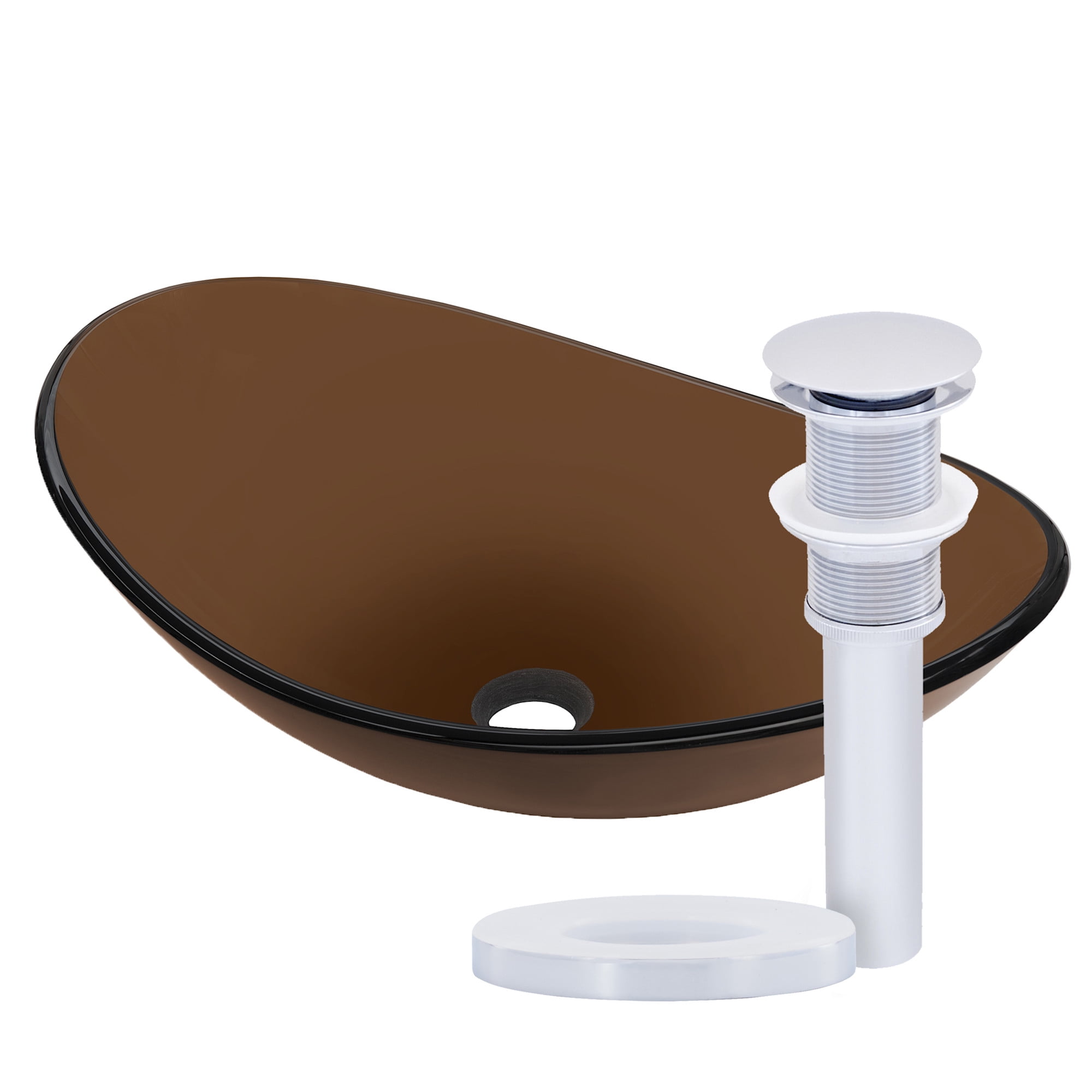 Miseno MNO-G1308520-PC Oval 21-1/2" Glass Bathroom Sink; Polished Chrome Drain
