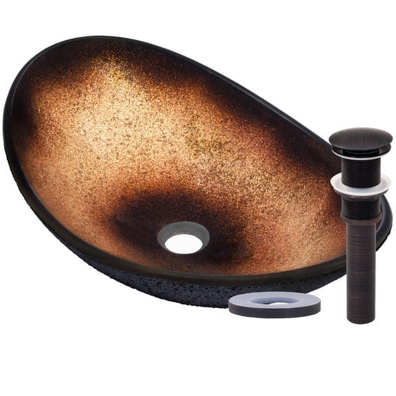 Miseno MNO-G1308800-ORB Oval 21-1/2" Tempered Glass Vessel Bathroom Sink - Bronze