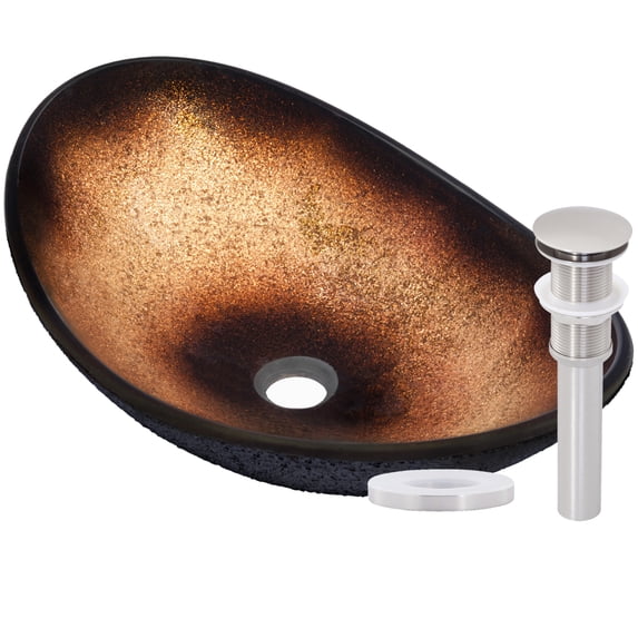 Miseno MNO-G1308800-BN Oval 21-1/2" Tempered Glass Vessel Bathroom Sink - Nickel