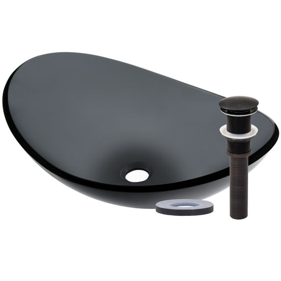Miseno MNO-G423-ORB Oval 21-1/2" Glass Bathroom Sink; Oil Rubbed Bronze Drain