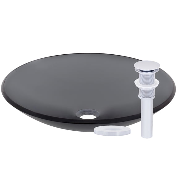 Miseno Mno-G613 Circular 18" Tempered Glass Vessel Bathroom Sink - Chrome
