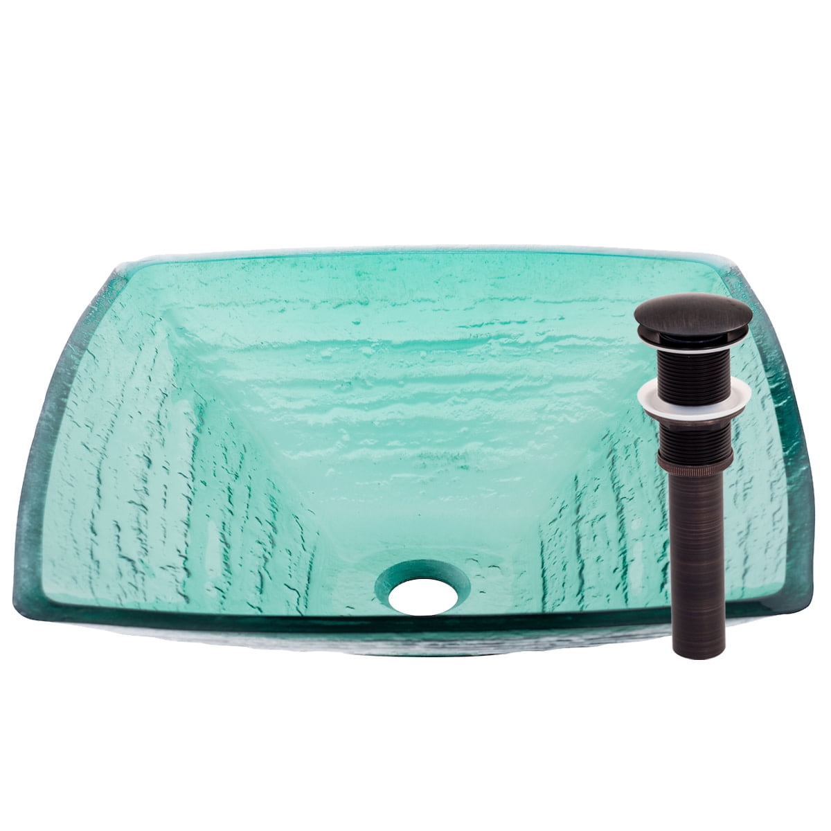 Miseno MNO-G682-ORB Square 18-1/4" Glass Bathroom Sink; Oil Rubbed Bronze Drain