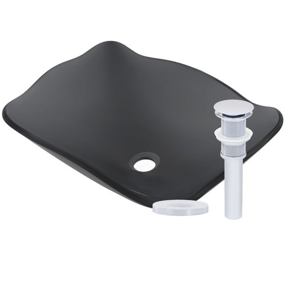 Miseno MNO-G713-PC Oval 20" Glass Vessel Bathroom Sink; Polished Chrome Drain