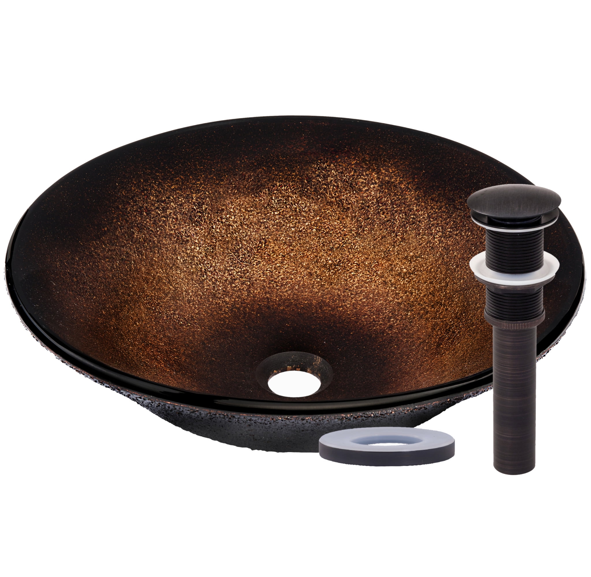 Miseno MNO-G800-ORB Circular 17-1/2" Glass Bathroom Sink;Oil Rubbed Bronze Drain
