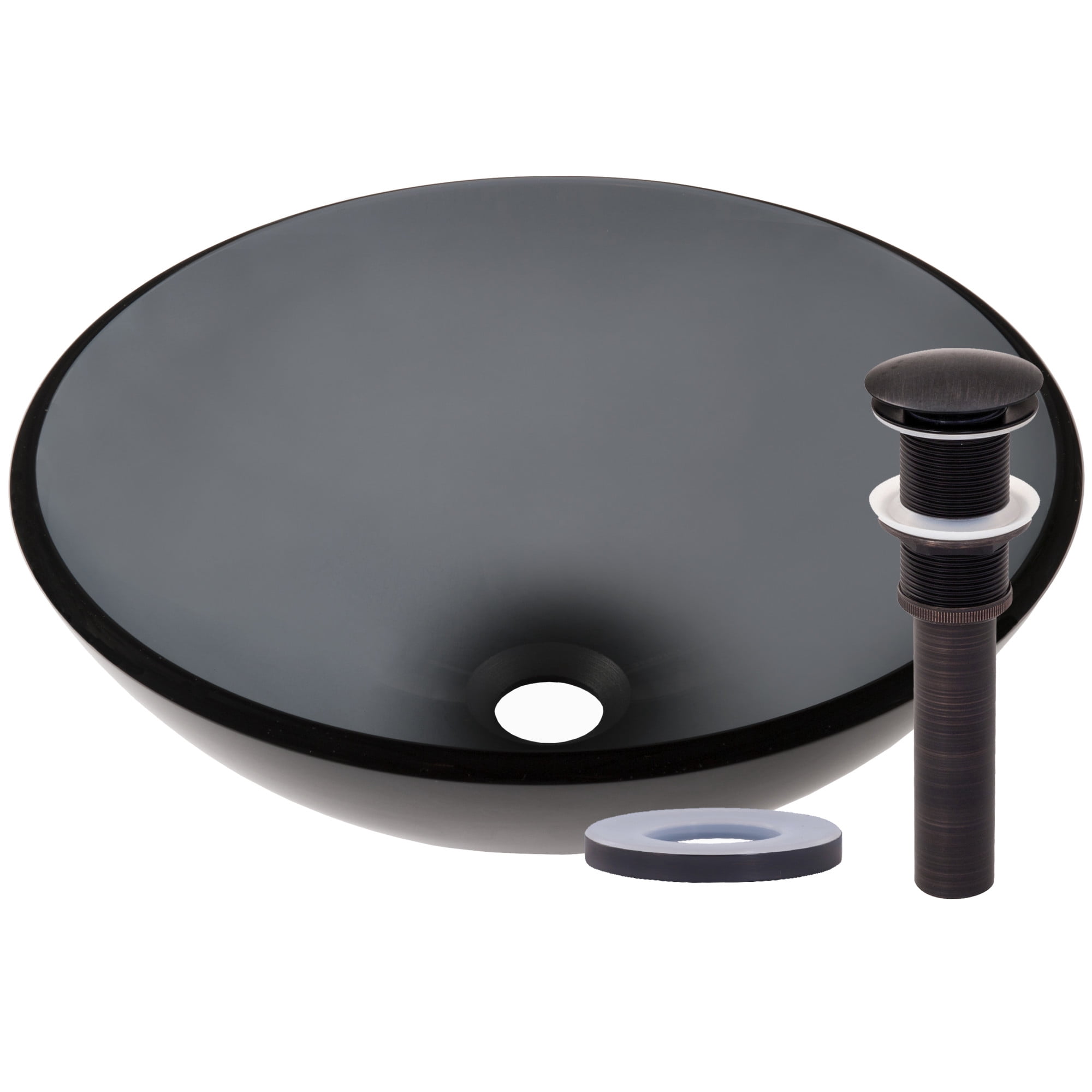Miseno MNO-G861-ORB Circular 16-1/2" Glass Bathroom Sink;Oil Rubbed Bronze Drain