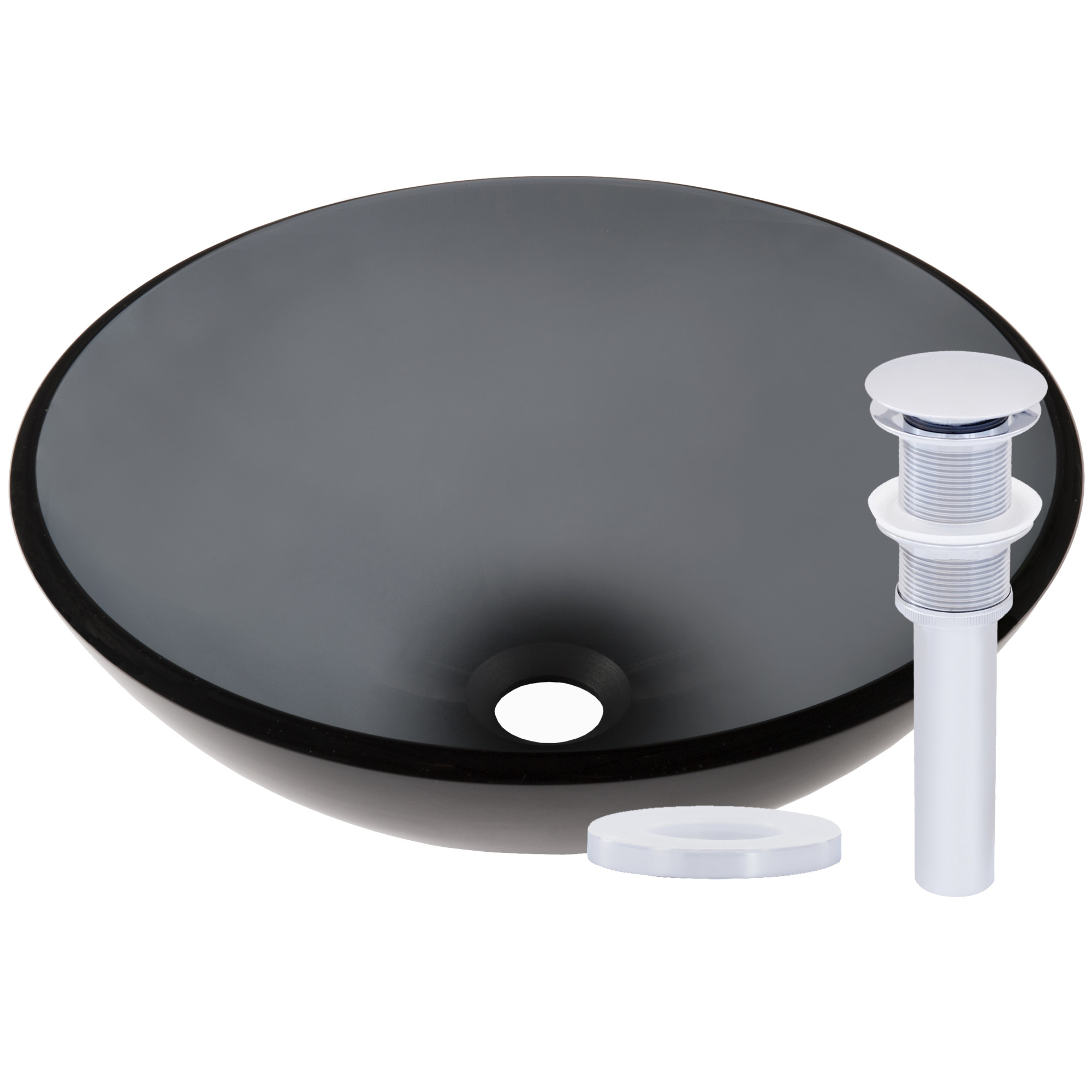 Miseno MNO-G861-PC Circular 16-1/2" Glass Bathroom Sink; Polished Chrome Drain