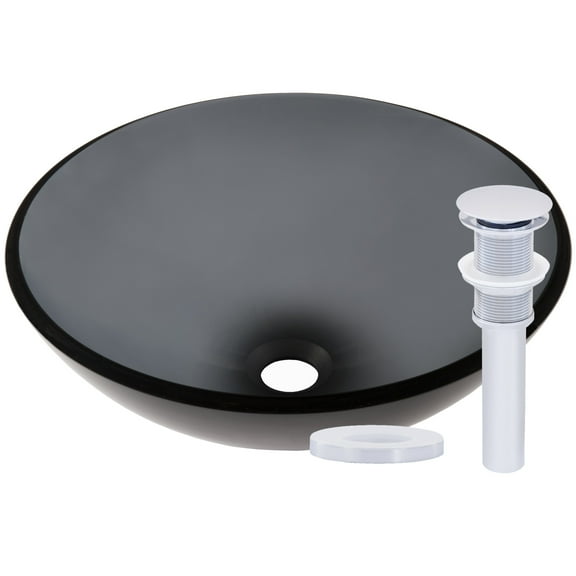 Miseno MNO-G861-PC Circular 16-1/2" Glass Bathroom Sink; Polished Chrome Drain