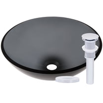 Miseno MNO-G861-PC Circular 16-1/2" Glass Bathroom Sink; Polished Chrome Drain