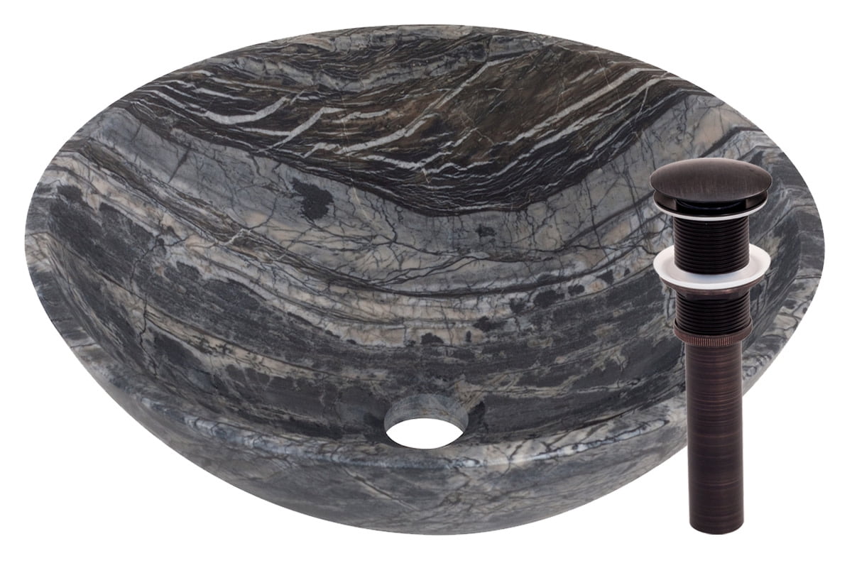 Miseno MNO-ML-ORB Circular 17" Marble Bathroom Sink; Oil Rubbed Bronze Drain