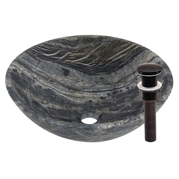 Miseno MNO-ML-ORB Circular 17" Marble Bathroom Sink; Oil Rubbed Bronze Drain