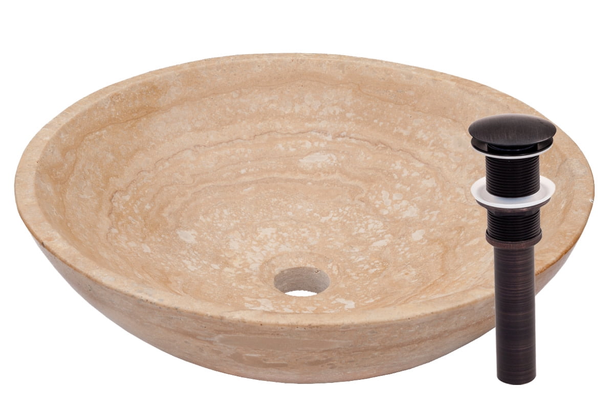 Miseno MNO-TB-ORB Circular 17" Stone Bathroom Sink; Oil Rubbed Bronze Drain