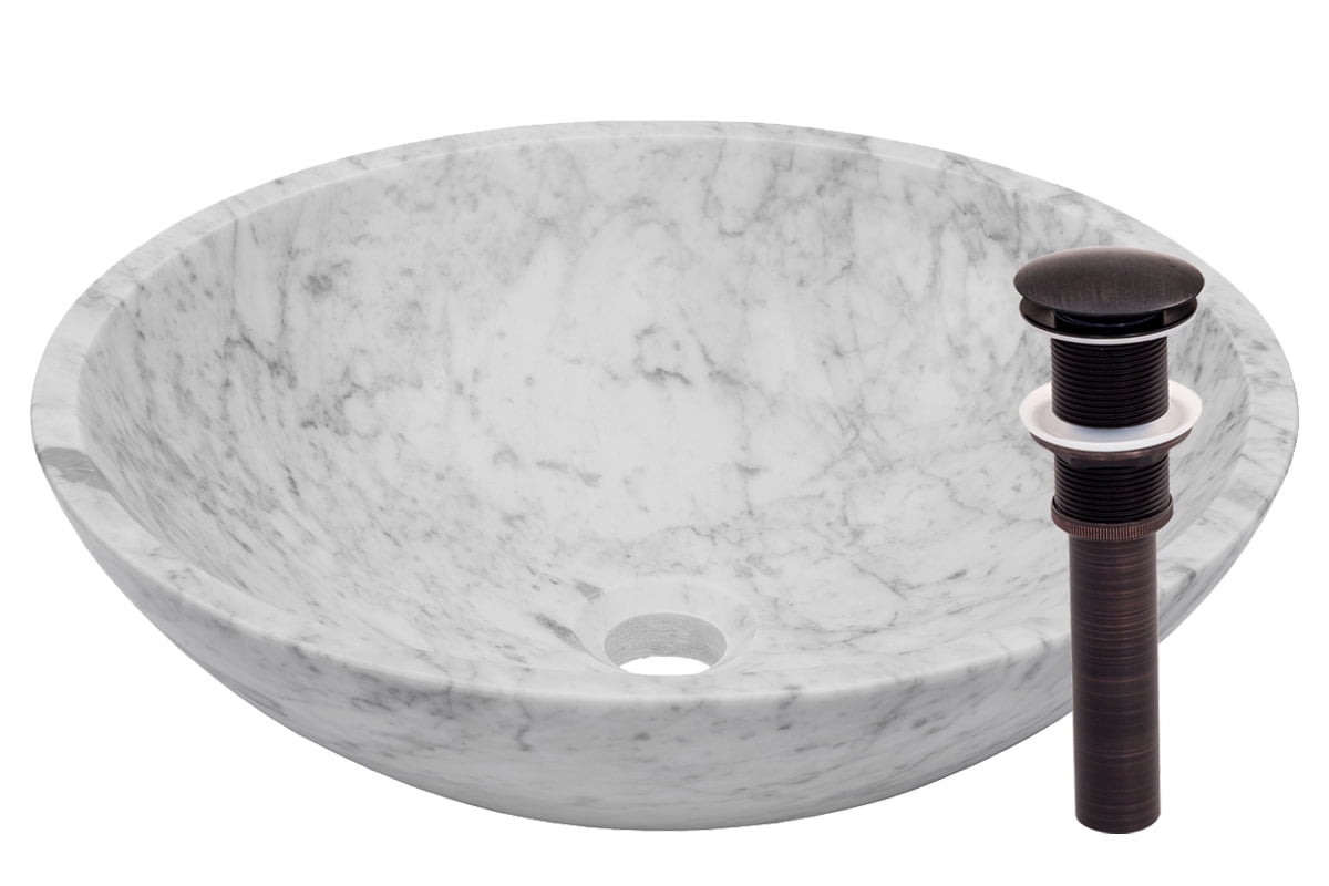 Miseno MNO-WC-ORB Circular 17" Carrera Marble Vessel Bathroom Sink - Bronze